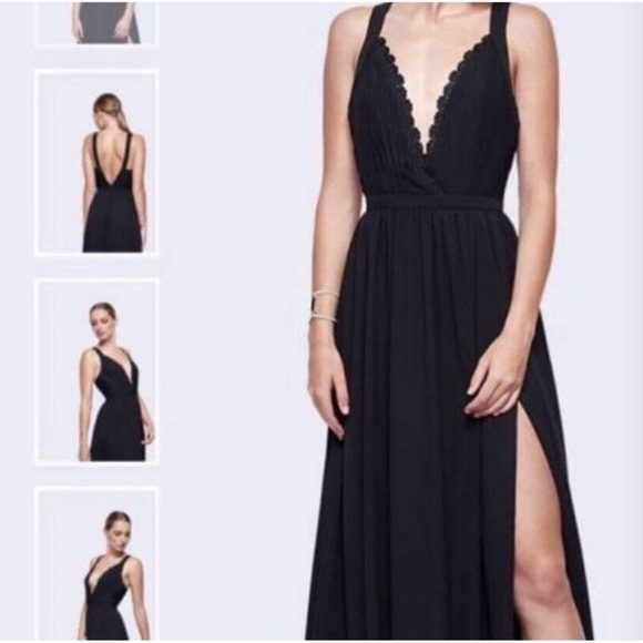 NEW Fame & Partners Plunge Neck Formal Maxi Dress - Picture 2 of 6